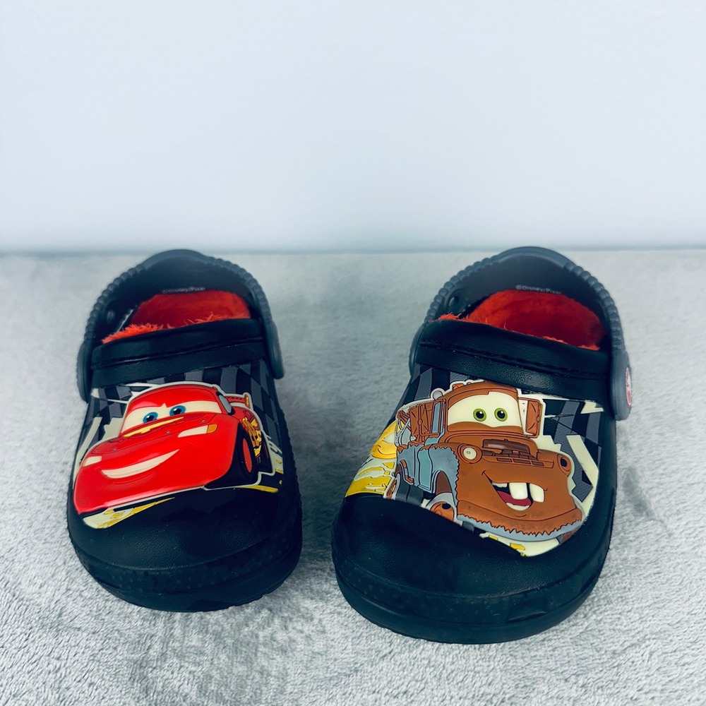 Crocs Disney Pixar Cars Lined Clog Kids C8 C9 Black Fur Lightning McQueen Mater